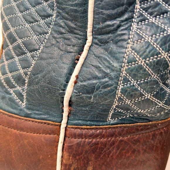 Anderson bean mens 12D mike tyson brown bison blue lava uppers square soft boots - Picture 8 of 10